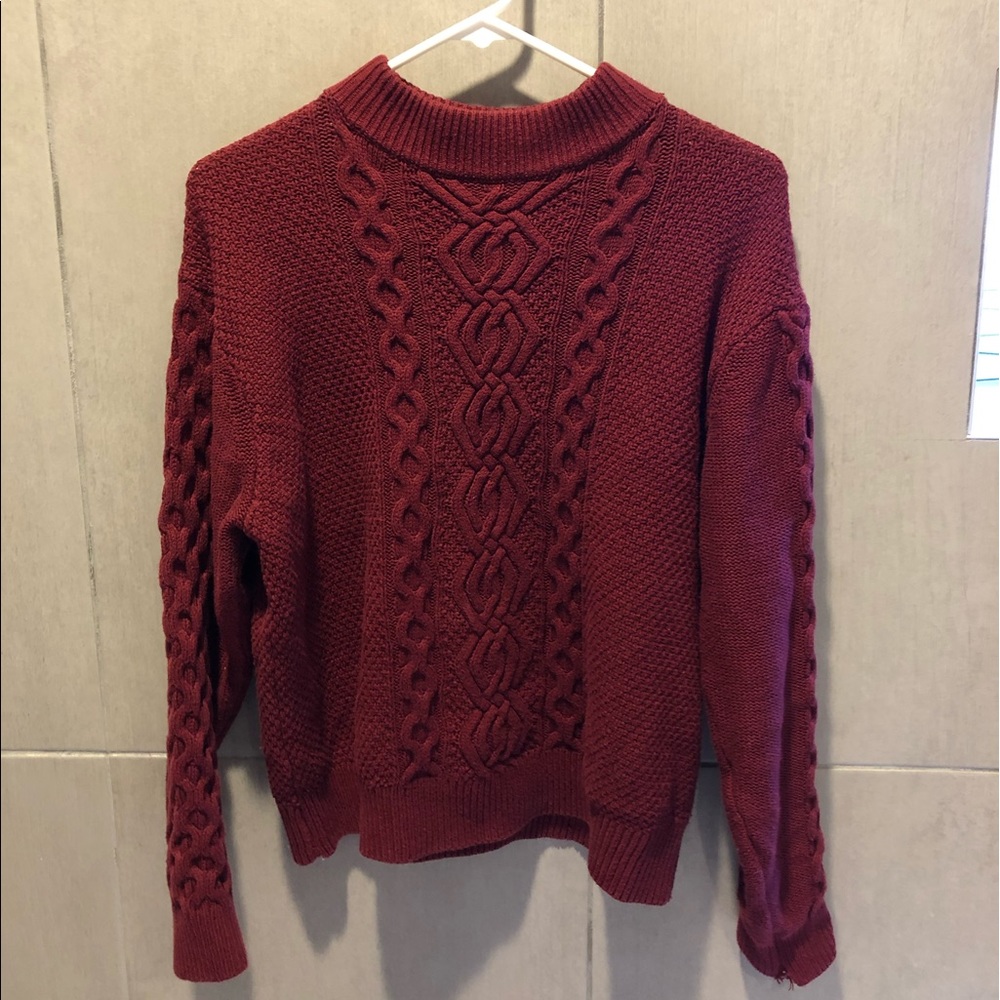 Urban Outfitters Maroon Cable Knit Sweater